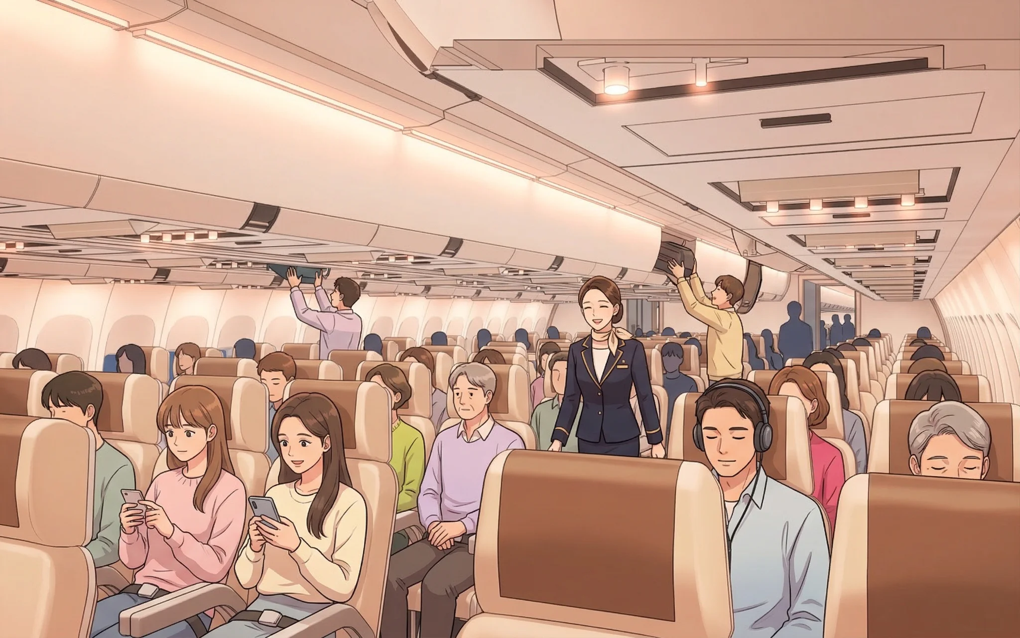 출발 전 비행기 객실